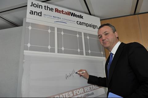 Andy Clarke shows support for Retail Week's Fair Rates for Retail campaign